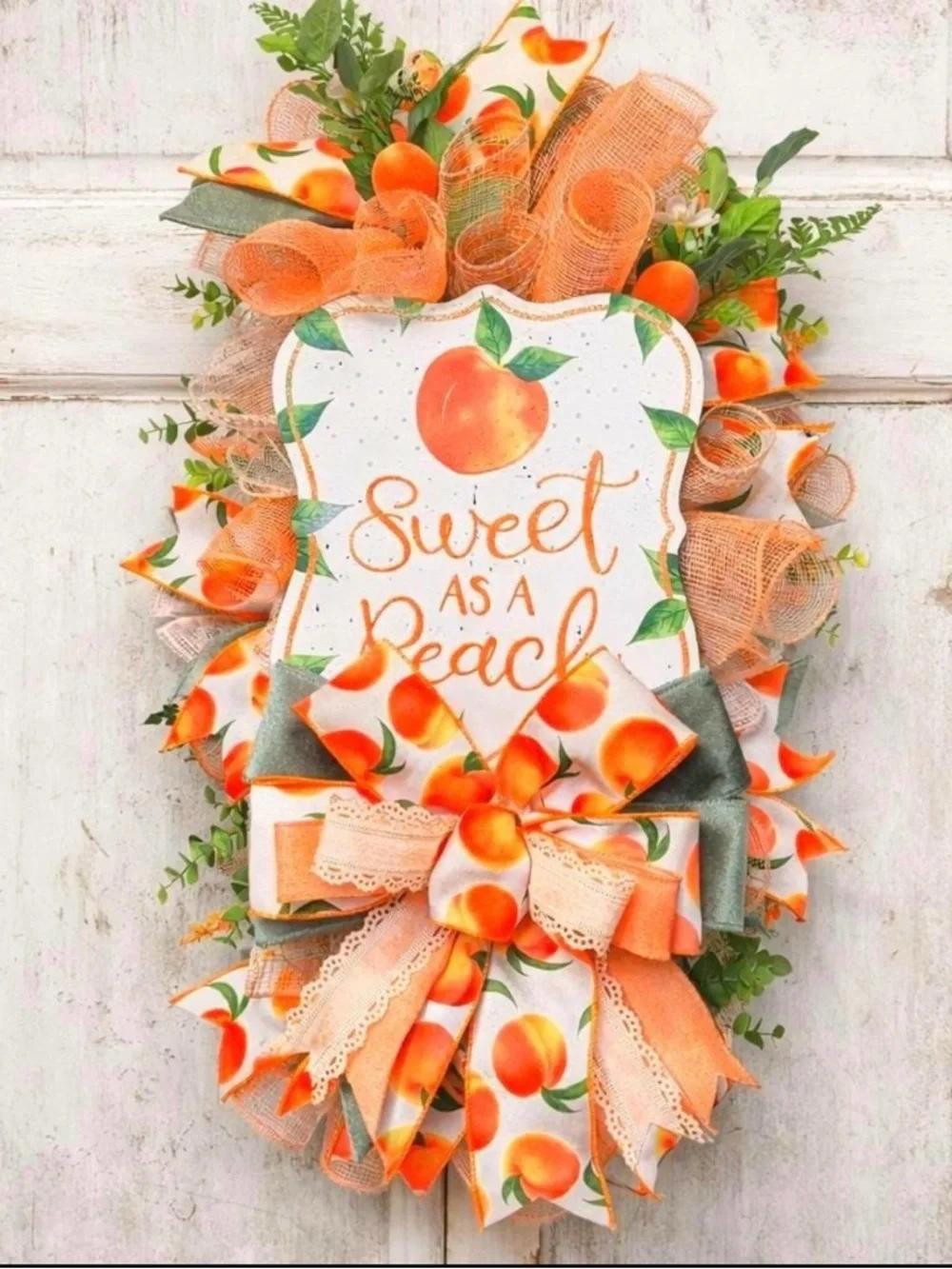 Sweet as a Peach Home Holiday Door Wreath - Peach Color